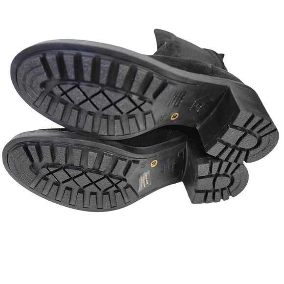 Made In Italy Suede Leather Chunky Heel Chelsea Booties Ankle Boots Black Sz 10 - Picture 15 of 16